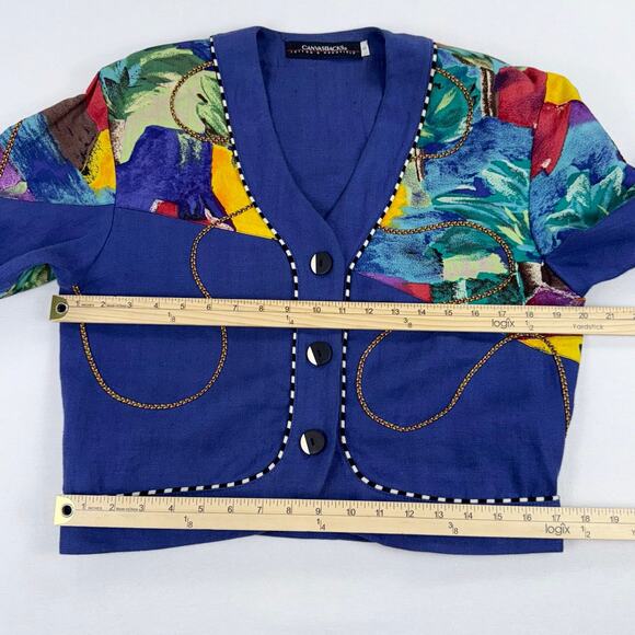 Canvasbacks Women's Vintage Artsy 80s Mixed Media Dress Jacket Set Small XS - Picture 15 of 16